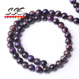 Purple Tiger Eye Round Loose Beads for Jewelry Making DIY Bracelet 15''