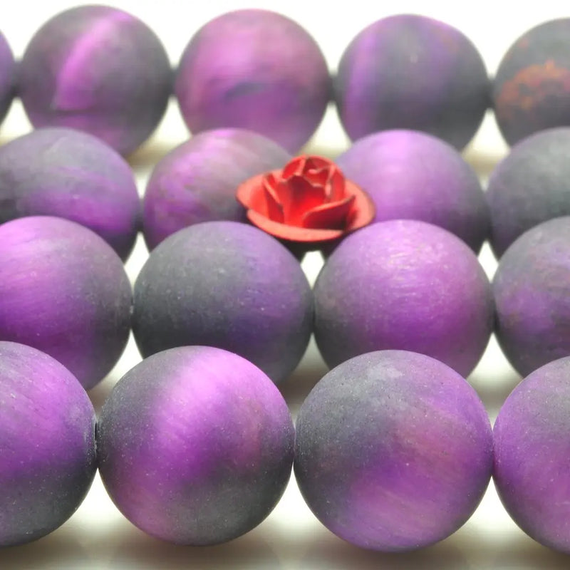 Purple Tiger's Eye Matte Beads Gemstone Bracelet Necklace Diy Jewelry