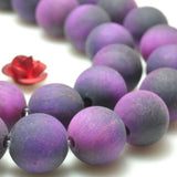 Purple Tiger's Eye Matte Beads Gemstone Bracelet Necklace Diy Jewelry