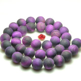 Purple Tiger's Eye Matte Beads Gemstone Bracelet Necklace Diy Jewelry