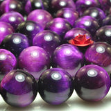Purple Tiger's Eye Smooth Round Loose Beads Gemstone Bracelet Necklace Diy
