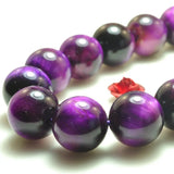 Purple Tiger's Eye Smooth Round Loose Beads Gemstone Bracelet Necklace Diy