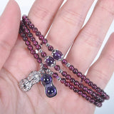 Purple Tooth Garnet Bracelet Multilayer Crystal Necklace