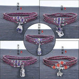 Purple Tooth Garnet Bracelet Multilayer Crystal Necklace