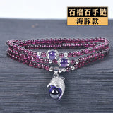 Purple Tooth Garnet Bracelet Multilayer Crystal Necklace