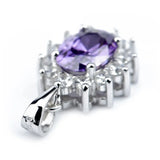 Purple Zircon Pendant Sterling Silver Necklace Womens Jewellery