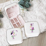 Purple Watercolor Letters Jewelry Box Organizer Display Travel Jewelry Case