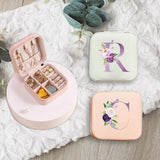 Purple Watercolor Letters Jewelry Box Organizer Display Travel Jewelry Case