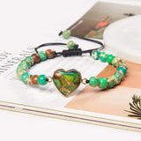Purple Weathered Agates Bracelet Heart Crystal Woven Rope Bracelet