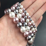 Purple Grey Shell Pearl Beads Round Loose Spacer Beads For DIY Jewelry Making