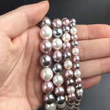 Purple Grey Shell Pearl Beads Round Loose Spacer Beads For DIY Jewelry Making