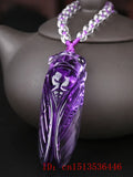Purple Yellow Crystal Cicada Sweater Chain Necklace Insect Jewelry