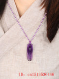 Purple Yellow Crystal Cicada Sweater Chain Necklace Insect Jewelry