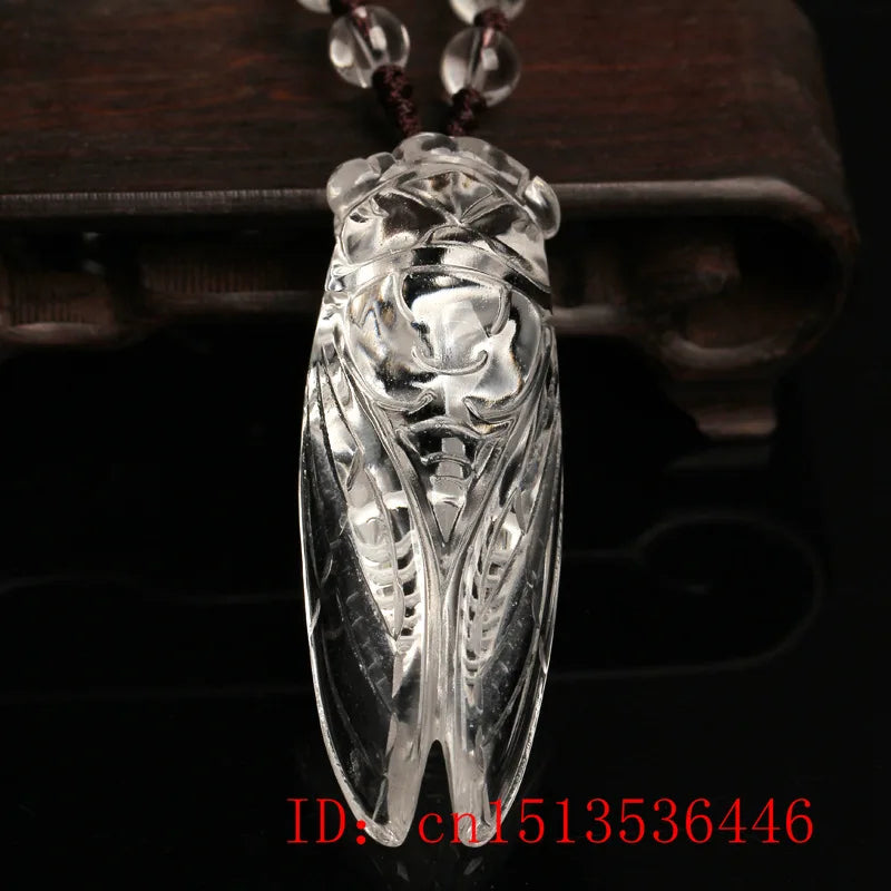 Purple Yellow Crystal Cicada Sweater Chain Necklace Insect Jewelry