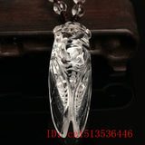 Purple Yellow Crystal Cicada Sweater Chain Necklace Insect Jewelry