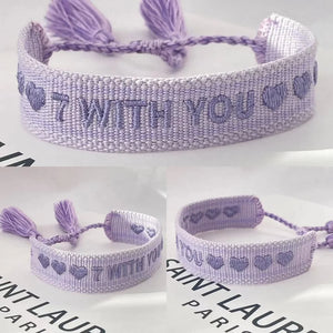 Purple Cotton Friendship Bracelets 7 WITH YOU Gift for Fans