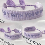 Purple Cotton Friendship Bracelets 7 WITH YOU Gift for Fans