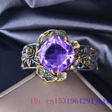 Purple Zircon Flower Bracelet 925 Silver Crystal Talisman