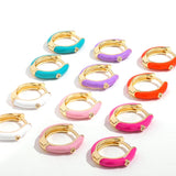 Enamel Small Hoop Earrings Zircon Crystal Round Huggie Earrings