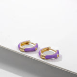 Enamel Small Hoop Earrings Zircon Crystal Round Huggie Earrings