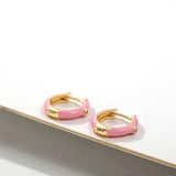 Enamel Small Hoop Earrings Zircon Crystal Round Huggie Earrings