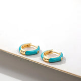 Enamel Small Hoop Earrings Zircon Crystal Round Huggie Earrings