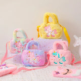 Rainbow Tie Dye Plush Crossbody Handbag for Girls Kids