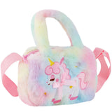 Rainbow Tie Dye Plush Crossbody Handbag for Girls Kids
