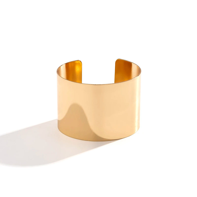 Purui Glossy Open Cuff Bangle Jewelry for Women Retro Dinner Party Bracelet