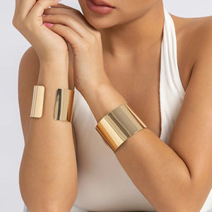 Purui Glossy Open Cuff Bangle Jewelry for Women Retro Dinner Party Bracelet