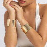 Purui Glossy Open Cuff Bangle Jewelry for Women Retro Dinner Party Bracelet