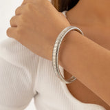 Metal Rose Stripe Pattern Bangle for Women