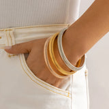 Metal Rose Stripe Pattern Bangle for Women