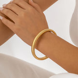 Metal Rose Stripe Pattern Bangle for Women