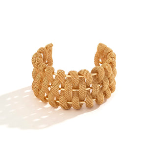Purui Vintage Metal Jewelry Open Cuff Bangle Braided Mesh Wide Bracelet Women