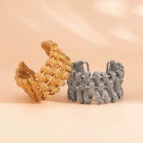 Purui Vintage Metal Jewelry Open Cuff Bangle Braided Mesh Wide Bracelet Women