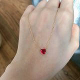 Cocoa Love Mini Red Heart S925 Sterling Silver Zircon Heart Necklace