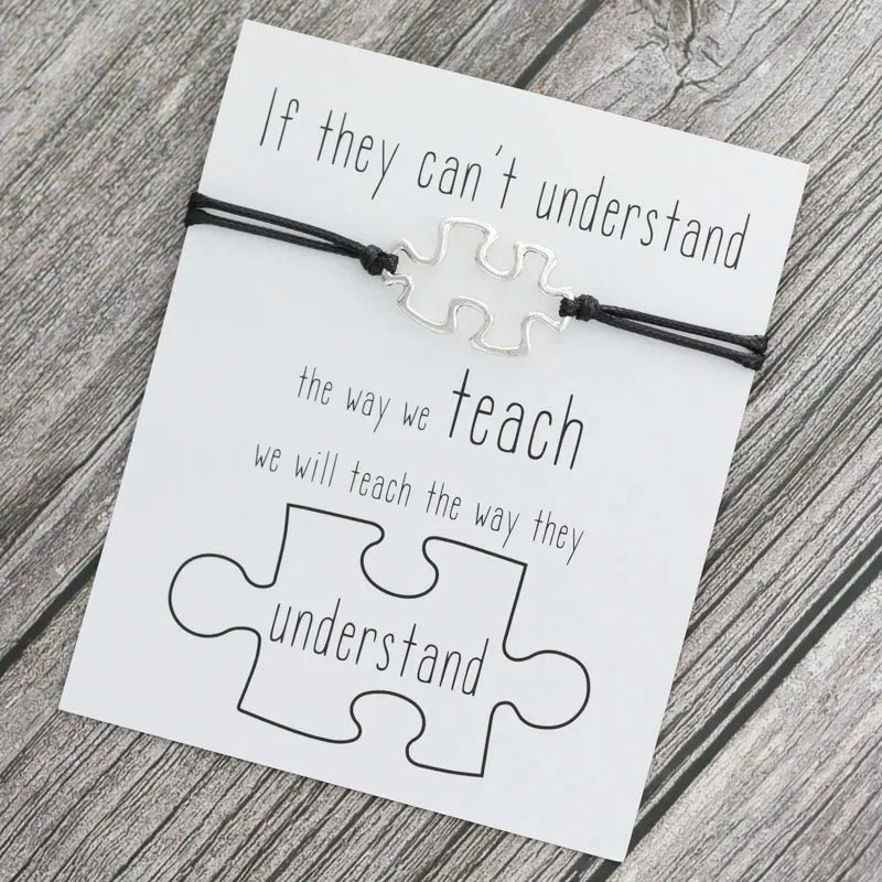 Puzzle Piece Teacher Bracelet Autism Awareness Adjustable Bracelet