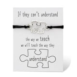 Puzzle Piece Teacher Bracelet Autism Awareness Adjustable Bracelet
