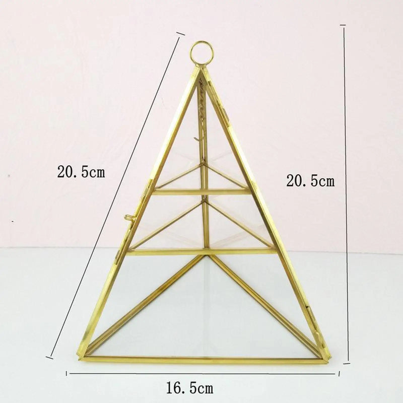 Pyramid Glass Display Holder Case Jewelry Collection Storage Organizer Box