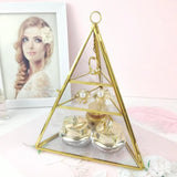 Pyramid Glass Display Holder Case Jewelry Collection Storage Organizer Box