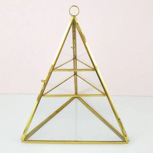 Pyramid Glass Display Holder Case Jewelry Collection Storage Organizer Box