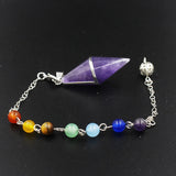 Natural Crystal Healing Pointed Amethysts Pink Quartz Pendulum