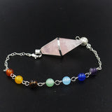 Natural Crystal Healing Pointed Amethysts Pink Quartz Pendulum