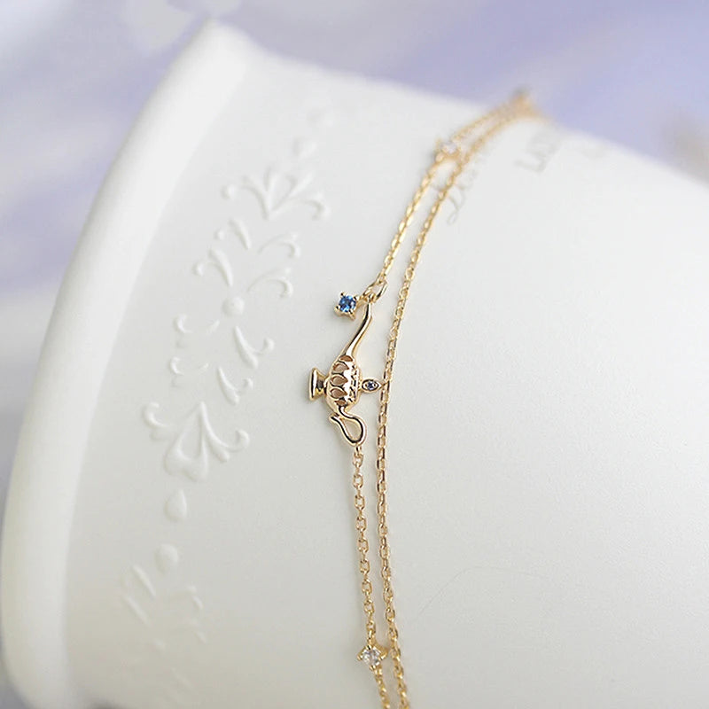 Stereo Magic Lamp 925 Silver Double-layer Bracelet