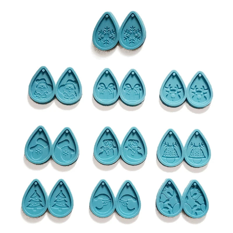 10 Pcs Christmas Earrings Resin Mold Jewelry Silicone Mould