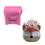 Flower Pot Silicone Mold for DIY Crafts, Fox Candle Holder Molds