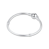 925 Silver Bracelet Moments Freehand Heart Clasp Snake Chain Charm Bracelet