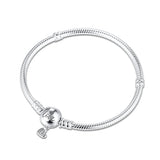 925 Silver Bracelet Moments Freehand Heart Clasp Snake Chain Charm Bracelet