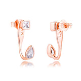 Geometric Shapes Rose Stud Earrings 925 Sterling Silver Jewelry